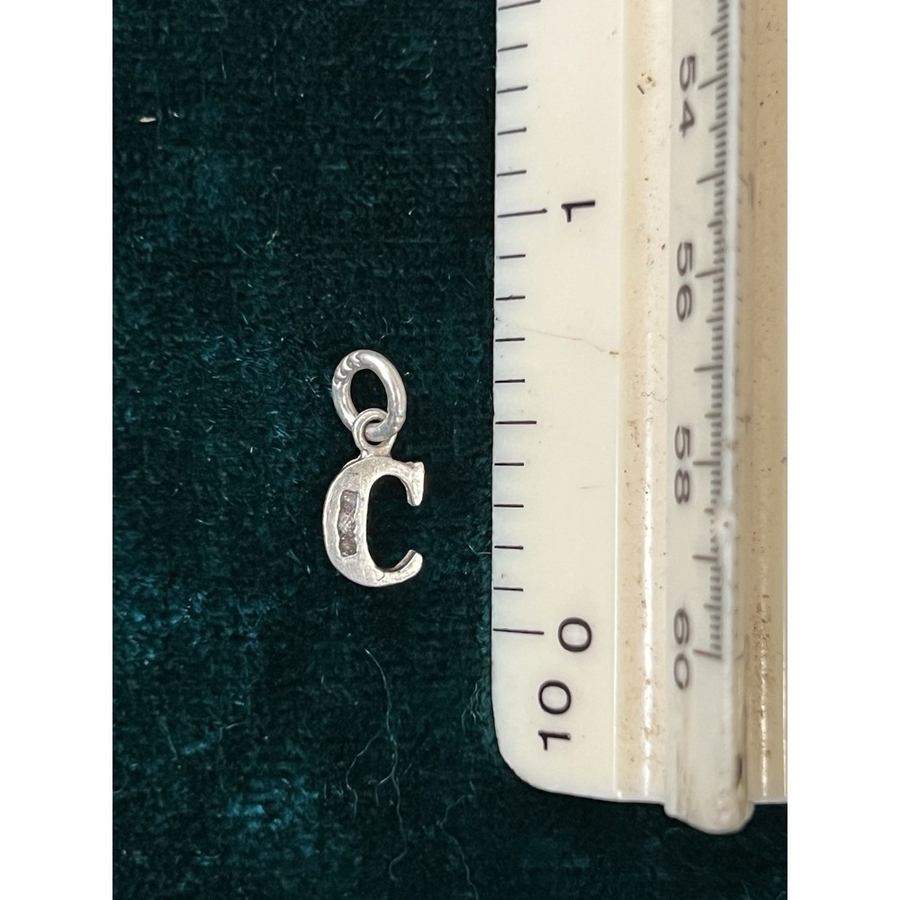 Half Inch Sterling Silver Charm, With CZ- Letter C Name Gift Initial Tested 925